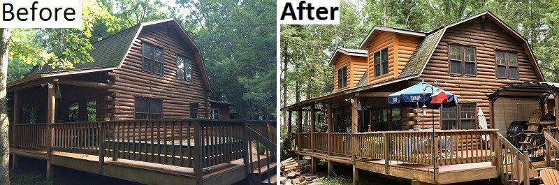 Before And After Log Cabin Home Remodeling Pictures Lehigh Valley Poconos PA.